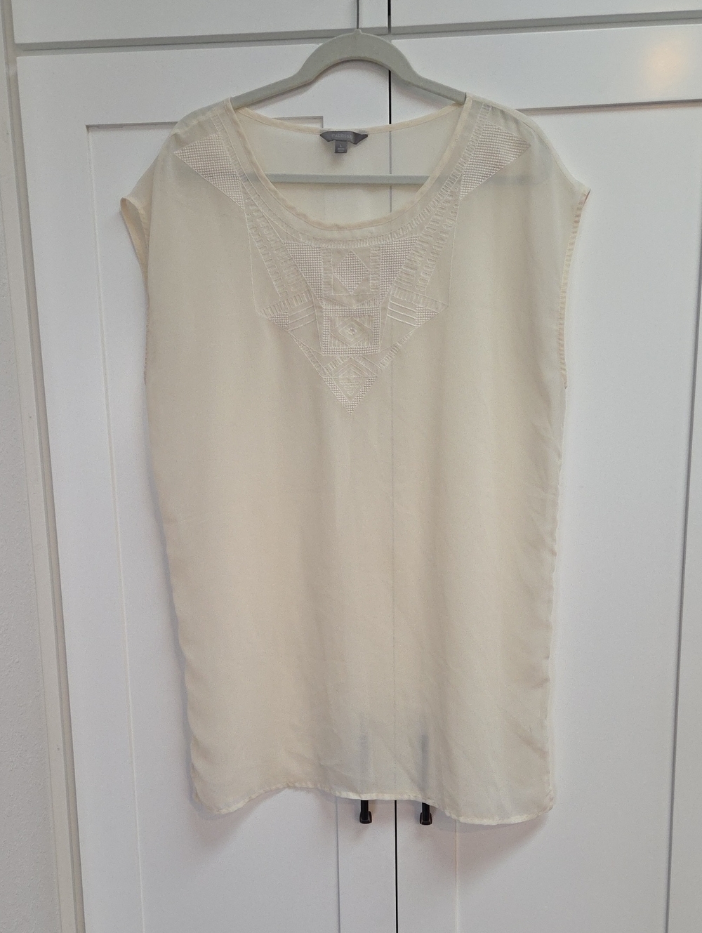 Rubbish Cream Embroidered Cap-Sleeve Blouse Size Large